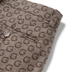 GUCCI - Slim-Fit Bootcut Logo-Jacquard Wool Suit Trousers - Brown