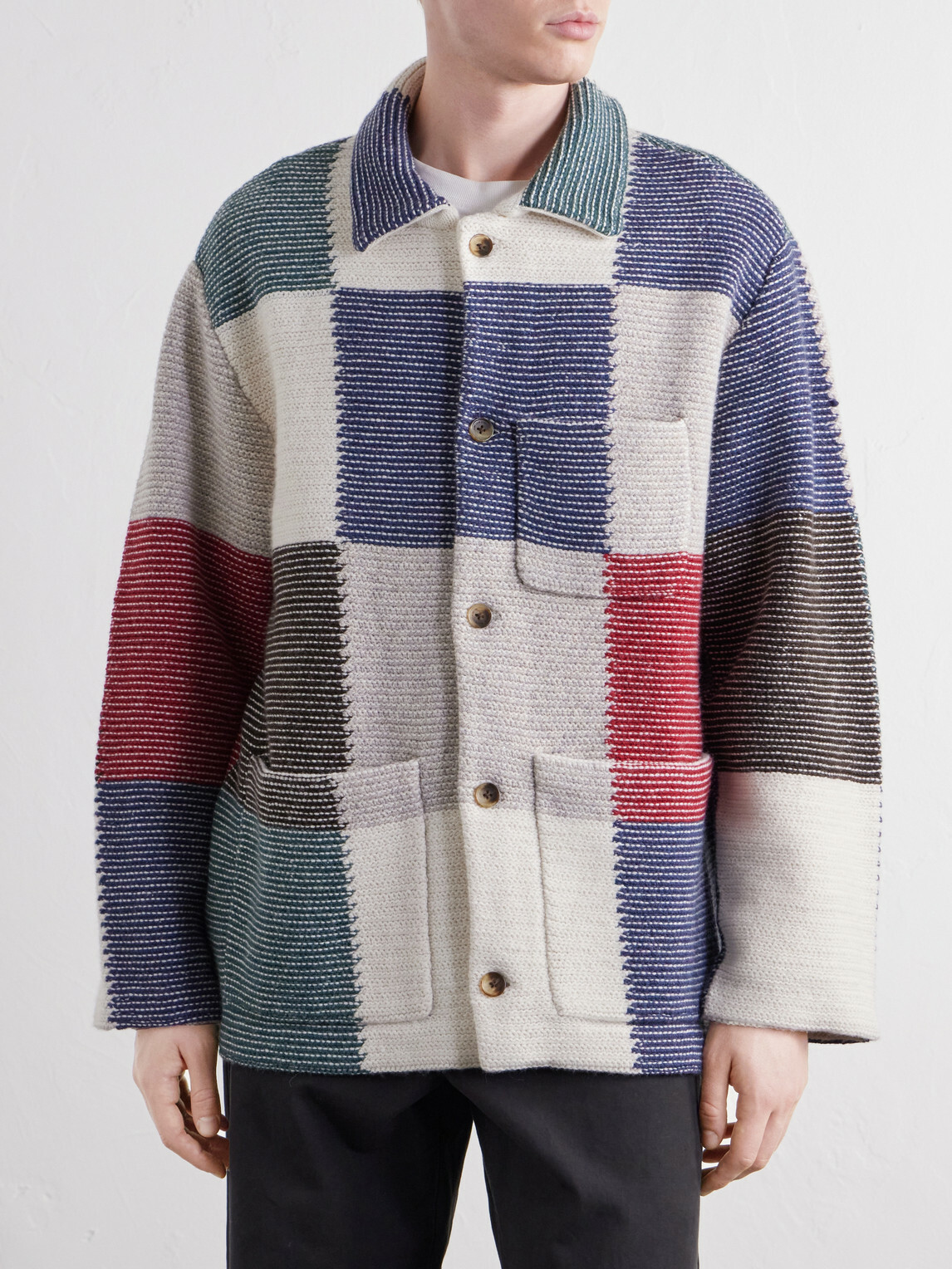 Aimé Leon Dore - Patchwork Intarsia-Knit Wool-Blend Jacket - Multi