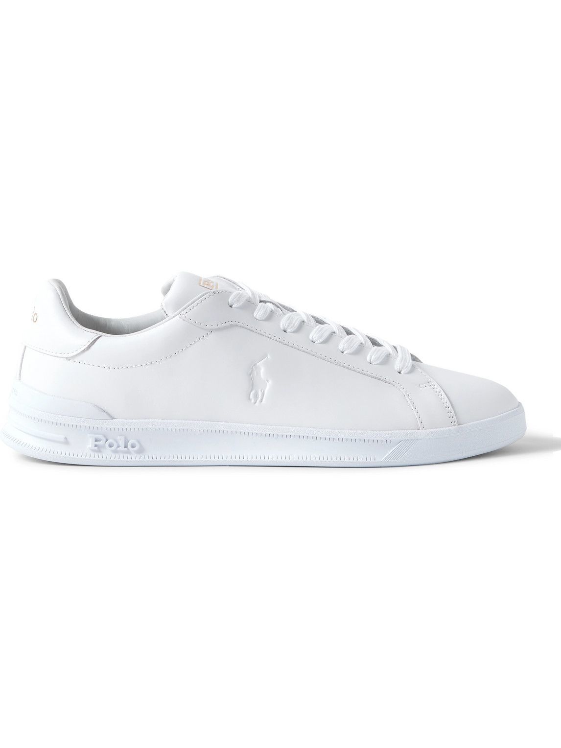 Photo: Polo Ralph Lauren - Heritage Court Logo-Debossed Leather Sneakers - White