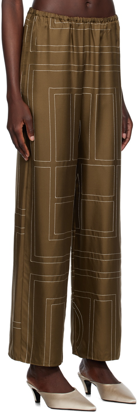 TOTEME - Monogram SIlk Pj Bottoms Mocha