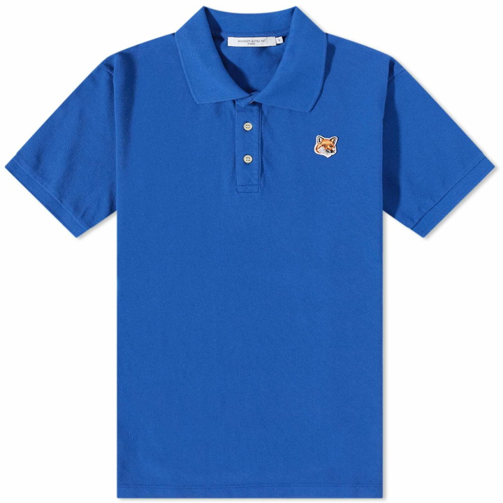 Photo: Maison Kitsuné Men's Fox Head Patch Classic Polo Shirt in Deep Blue