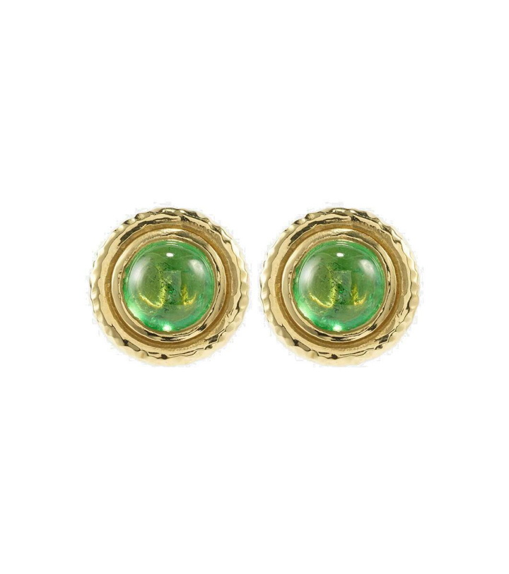 Photo: Octavia Elizabeth Palm 18kt gold earrings with aquamarines