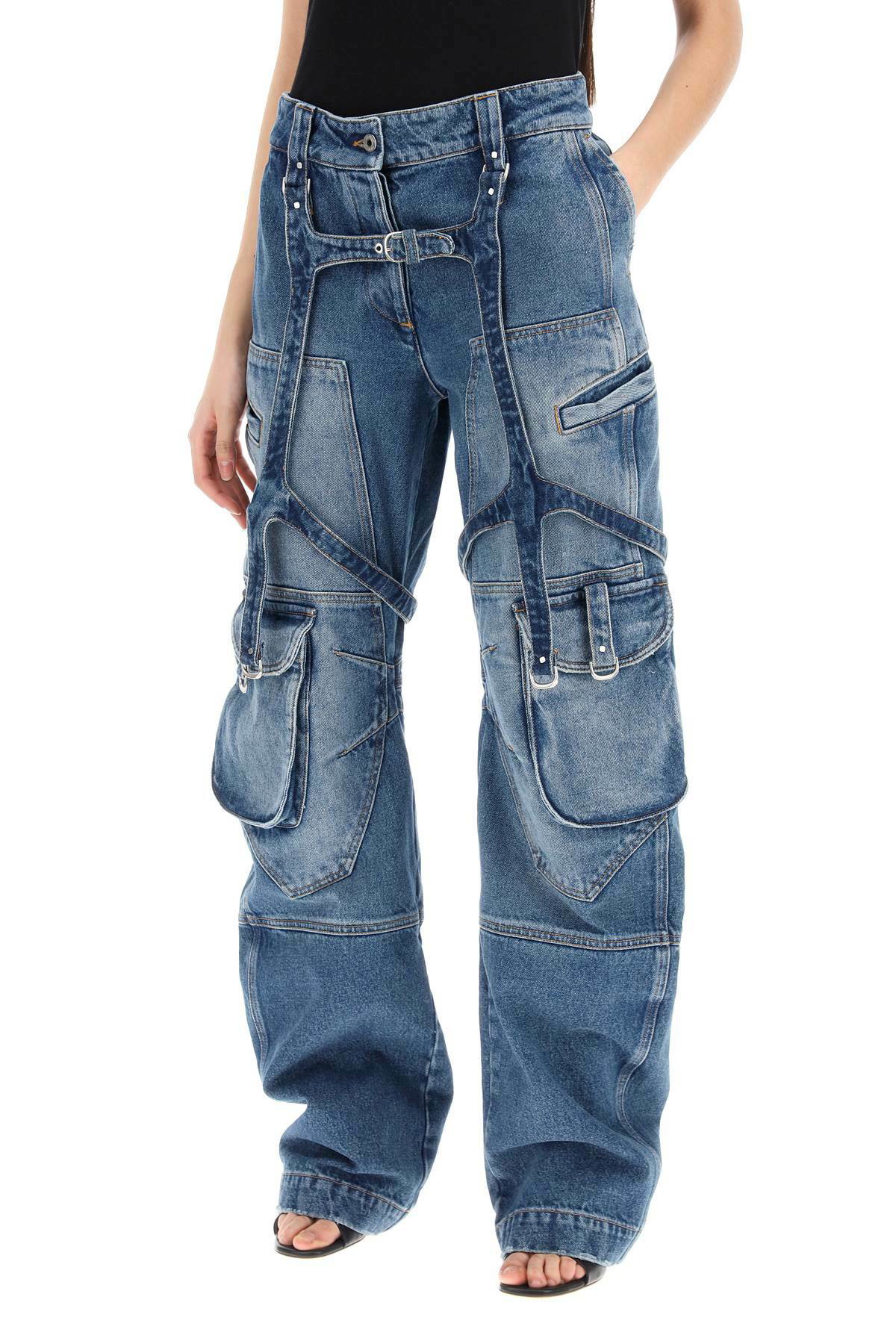 【関税&送料込】Off-White Cargo Jeans Off-White harness-detail Cargo Jeans | Blue | FARFETCH