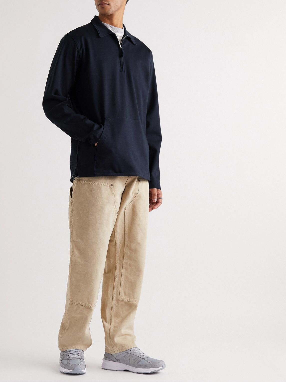 Kestin - Derby Cotton-Blend Jersey Half-Zip Sweatshirt - Blue