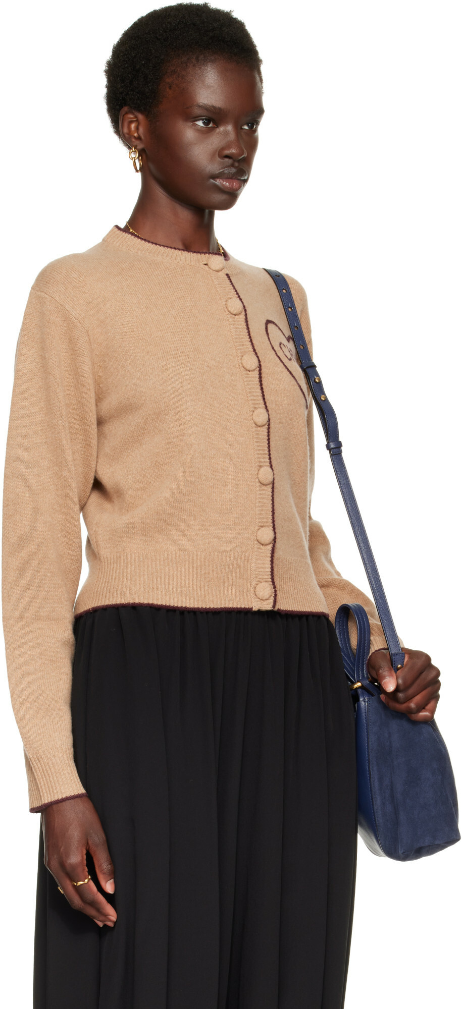 Chloé Beige Fitted Logo Cardigan