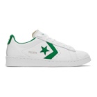 Converse White and Green Leather Pro OG Sneakers