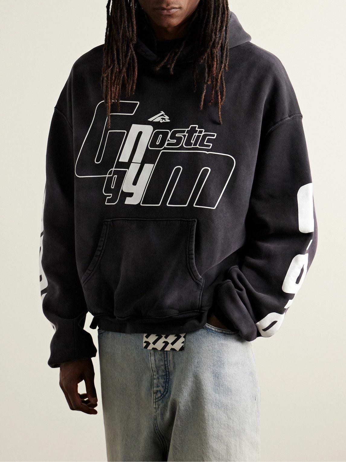 RRR123 - USO Oversized Logo-Print Cotton-Jersey Hoodie