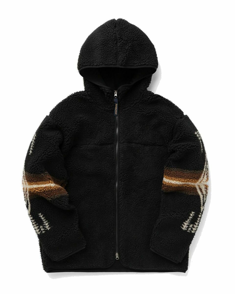 Photo: Pendleton Boa Zip Hoodie Black Harding Black - Mens - Fleece Jackets