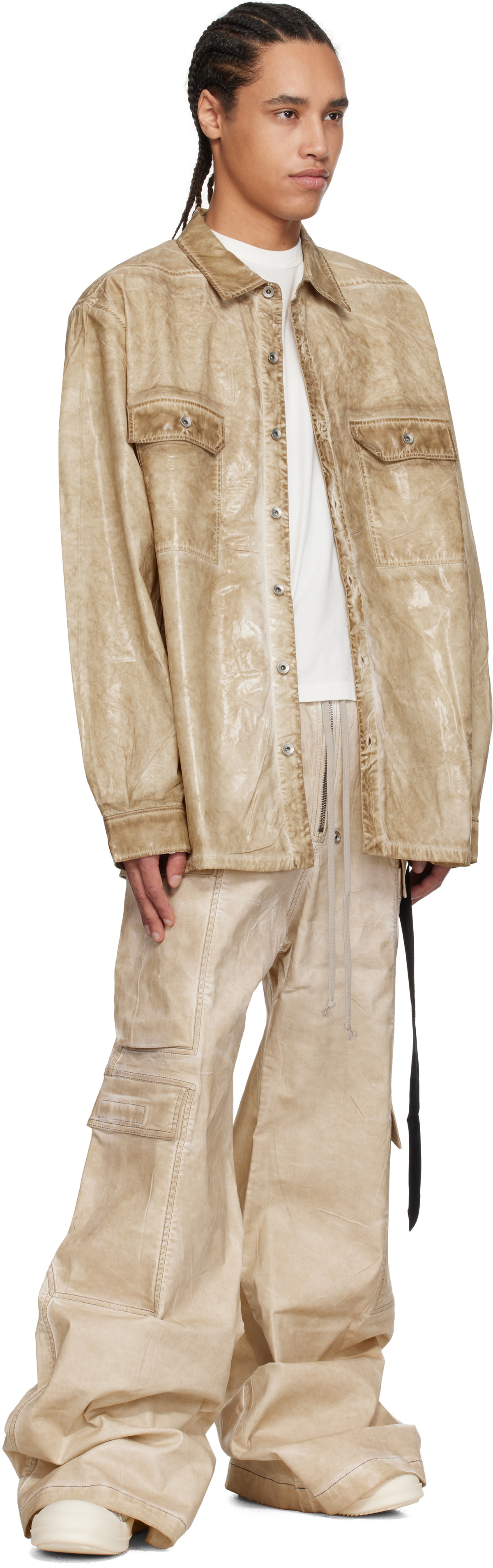 Rick Owens DRKSHDW Beige Hollywood Jumbo Overshirt Rick Owens Drkshdw
