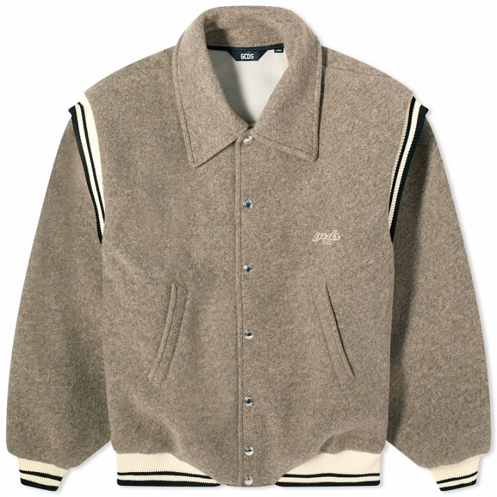 Photo: GCDS Men's Team Bomber Jacket in Taupe