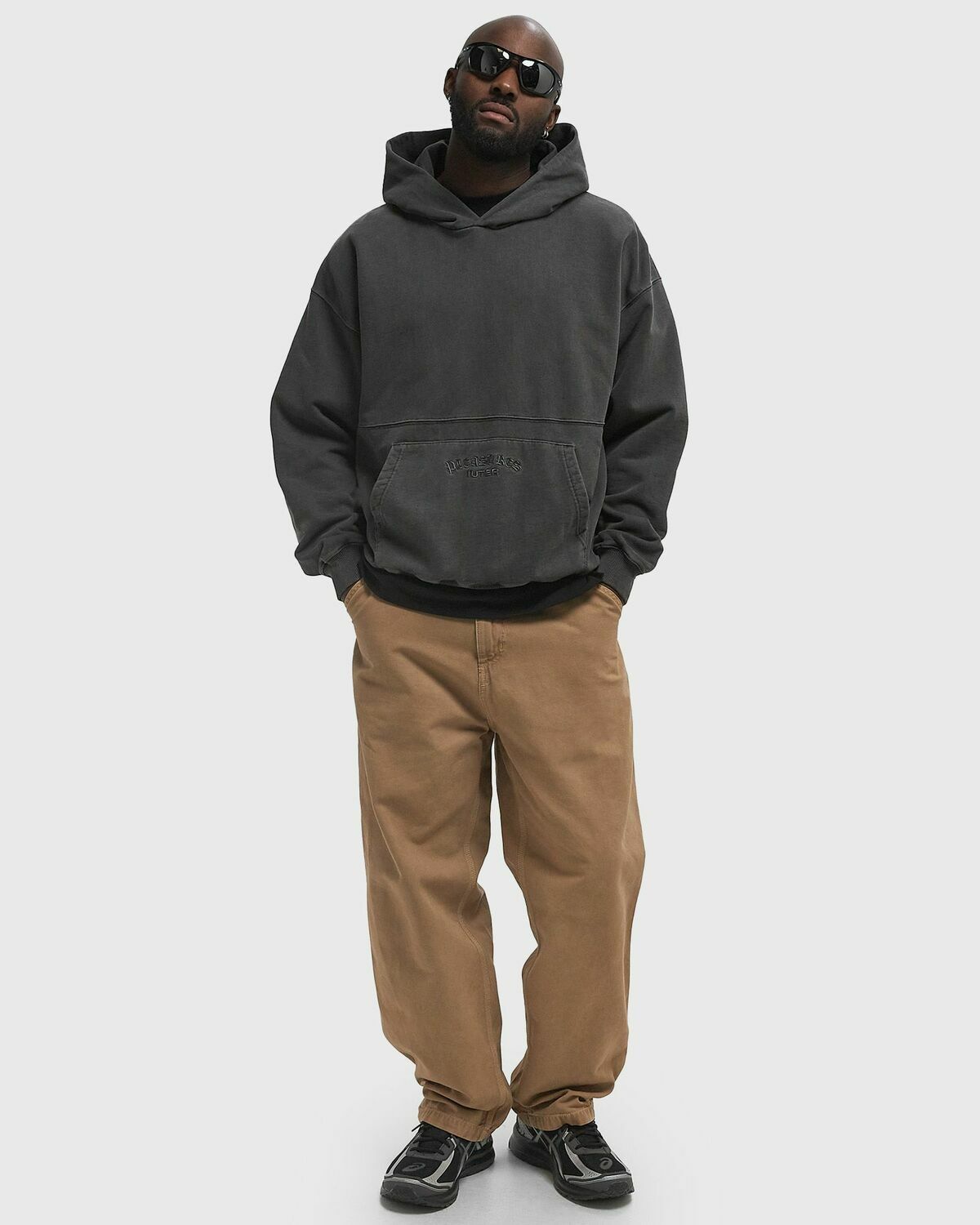 Pleasures X Iuter MARCO HOODIE Grey Mens Hoody