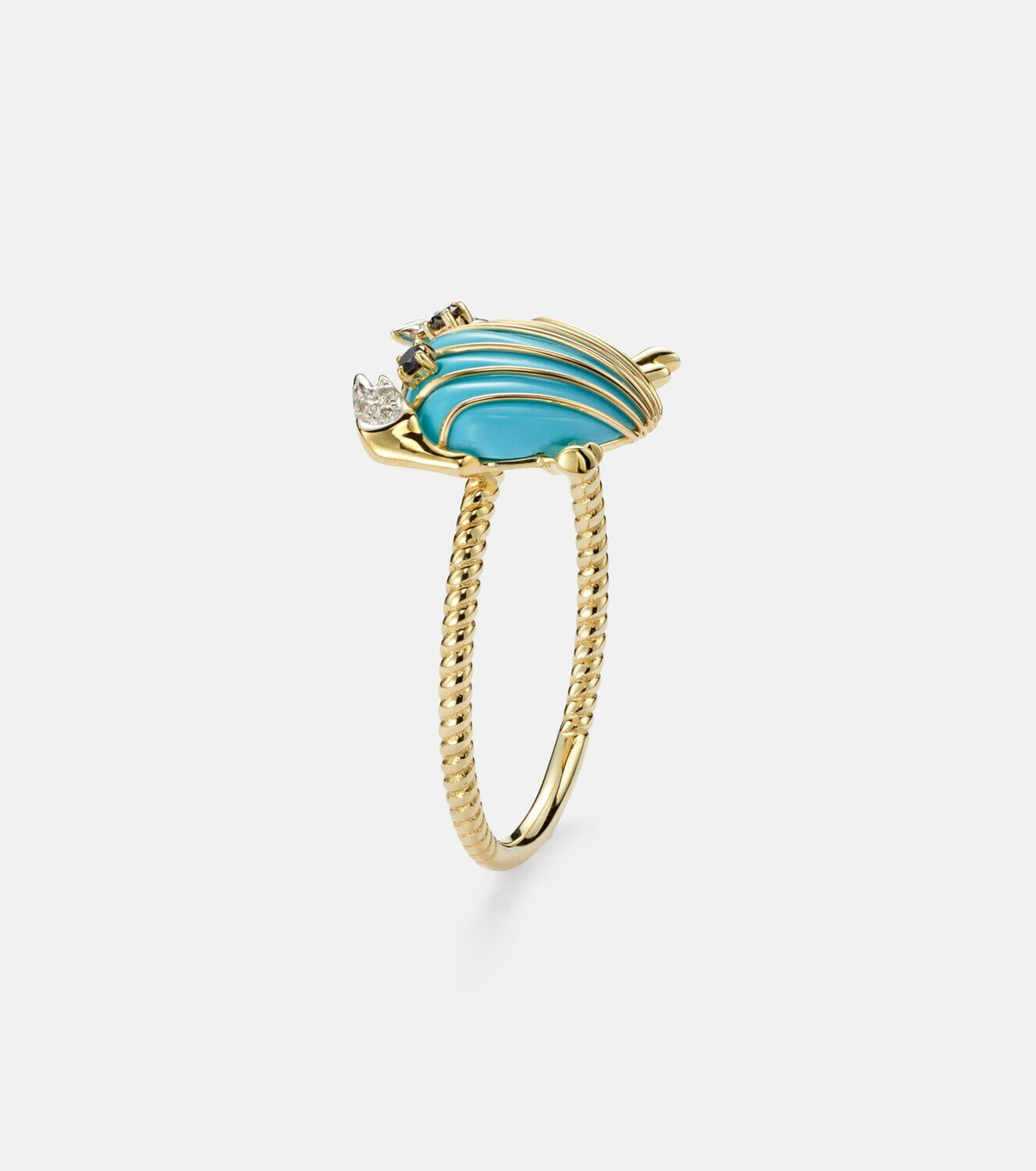 Yvonne Léon Crabe Coquillage 9kt gold ring with gemstones