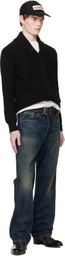 RRL Black Distressed Leather Belt