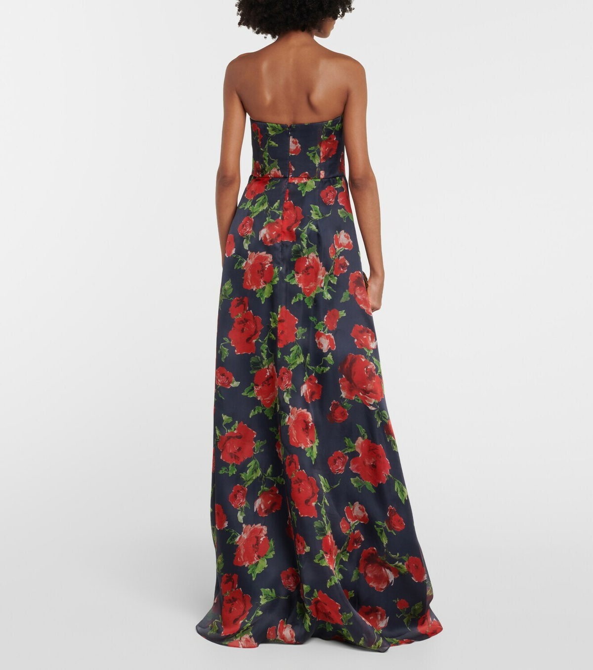 Carolina Herrera Floral strapless silk gown