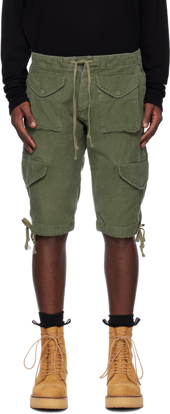 Greg Lauren Khaki Army Jacket Shorts Greg Lauren