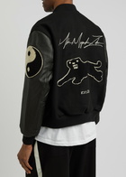 Mki Miyuki Zoku Appliquéd Wool-blend and Leather Varsity Jacket Black