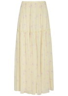 Loveshackfancy Positano Floral-print Georgette Maxi Skirt Yellow