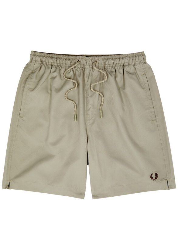 Photo: Fred Perry Logo-embroidered Shell Swim Shorts Taupe