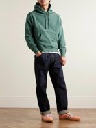 Noah - Logo-Embroidered Cotton-Jersey Hoodie - Green