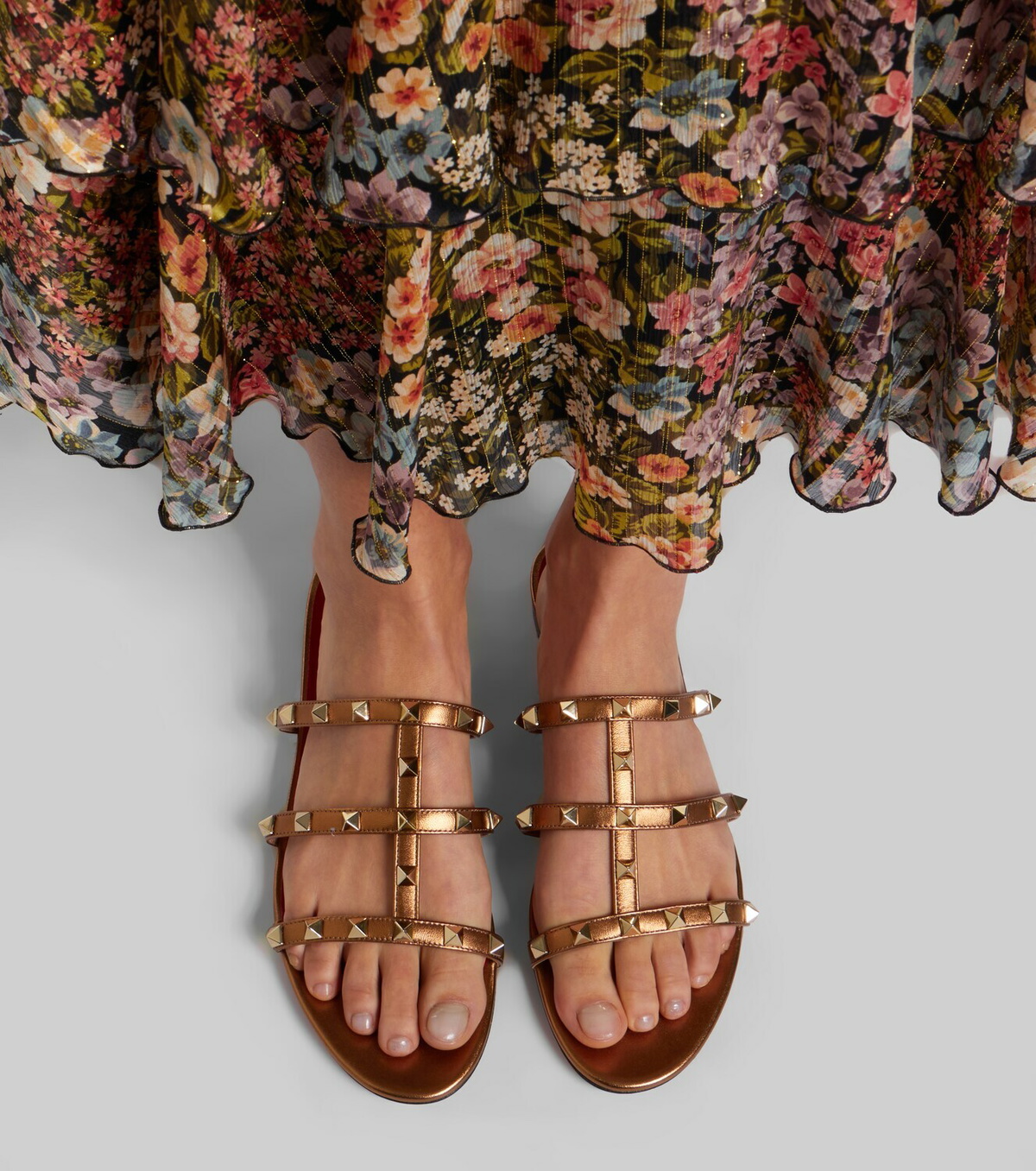Valentino Garavani Rockstud metallic leather sandals