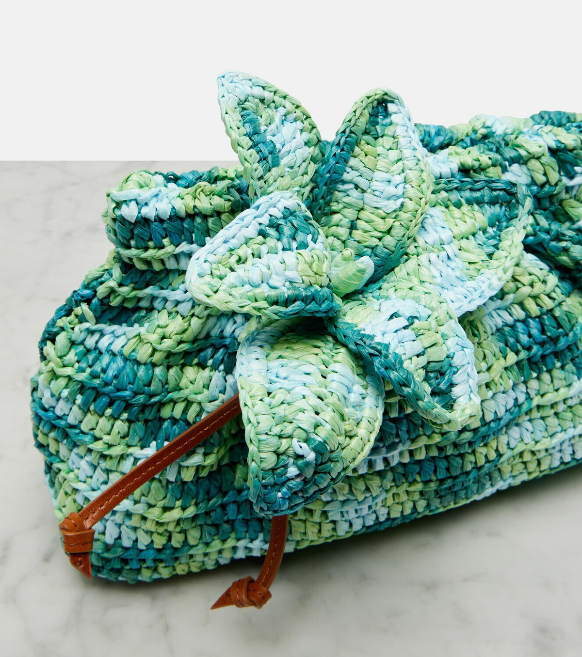 Aquazzura Calypso floral-appliqué raffia clutch