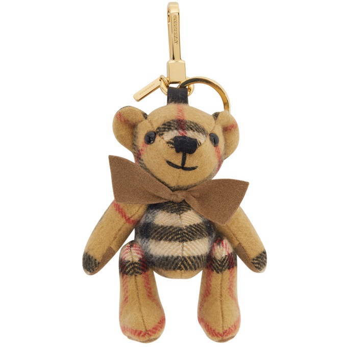 Burberry Thomas Vintage Check Teddy-bear Key Holder in Natural