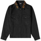 Pleasures Men's Temper Logo Collar Work Jacket in Black