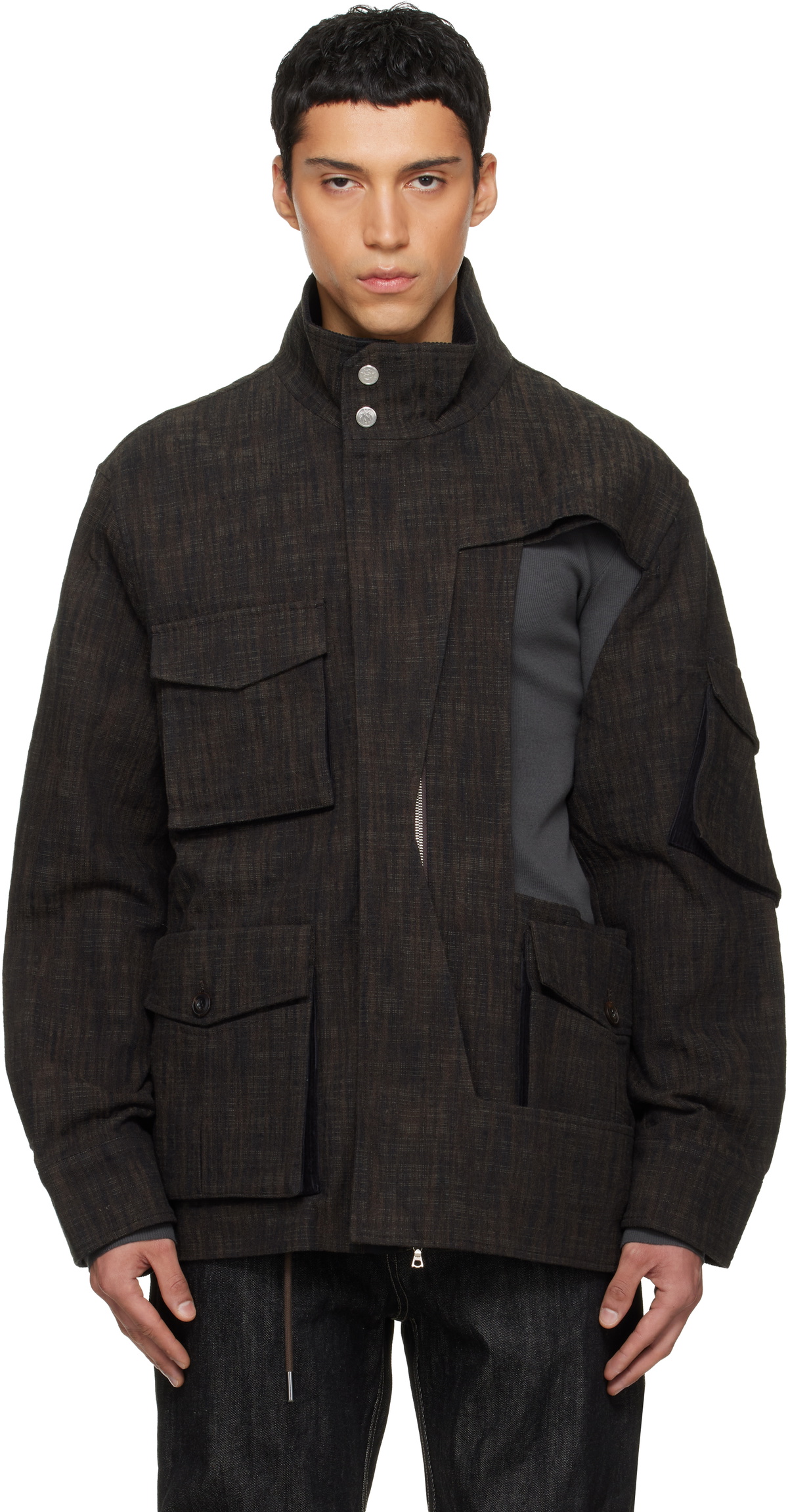 NULLUS Navy Slits Selvedge Denim Jacket NULLUS