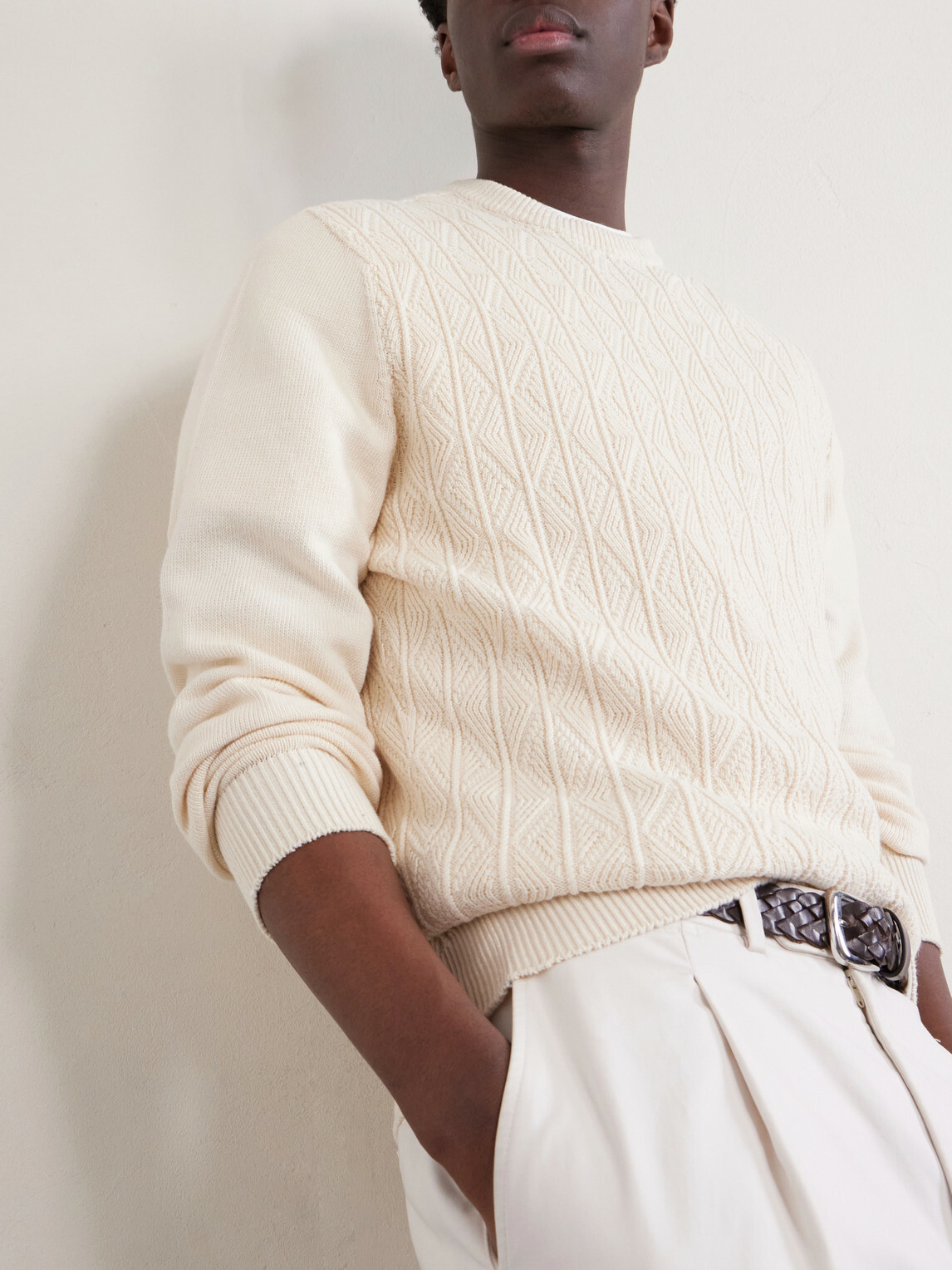 Inis Meáin - Knitted Cotton and Cashmere-Blend Sweater - Neutrals