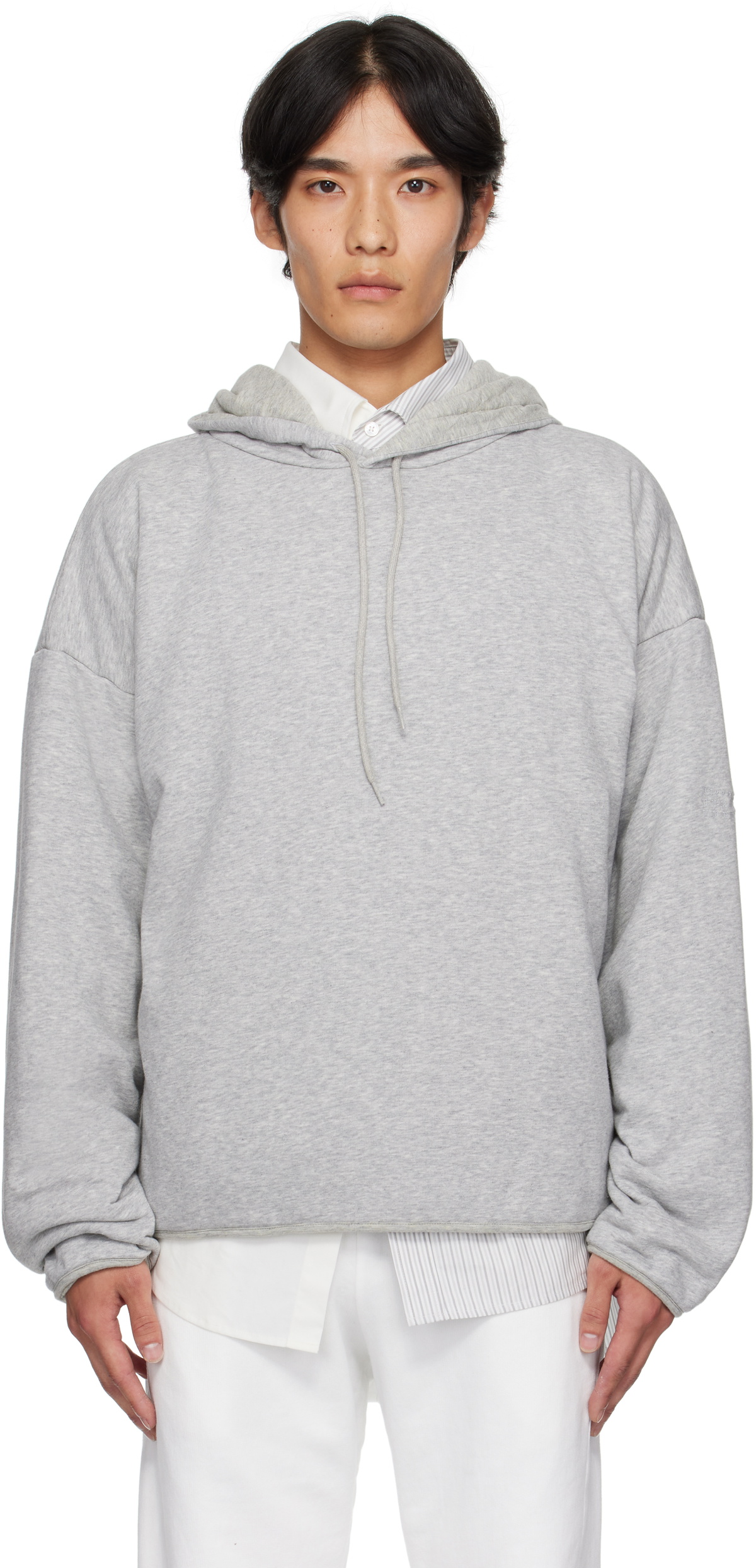 パーカー・フーディ MM6 MAISON MARGIELA JERSEY AND WOOL HOODIE MM6 MAISON MARGIELA Logo Wool Blend Knit Hoodie MM6 Maison