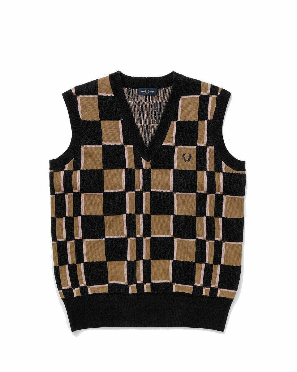 Photo: Fred Perry Glitch Chequerboard Tank Black/Brown - Mens - Vests
