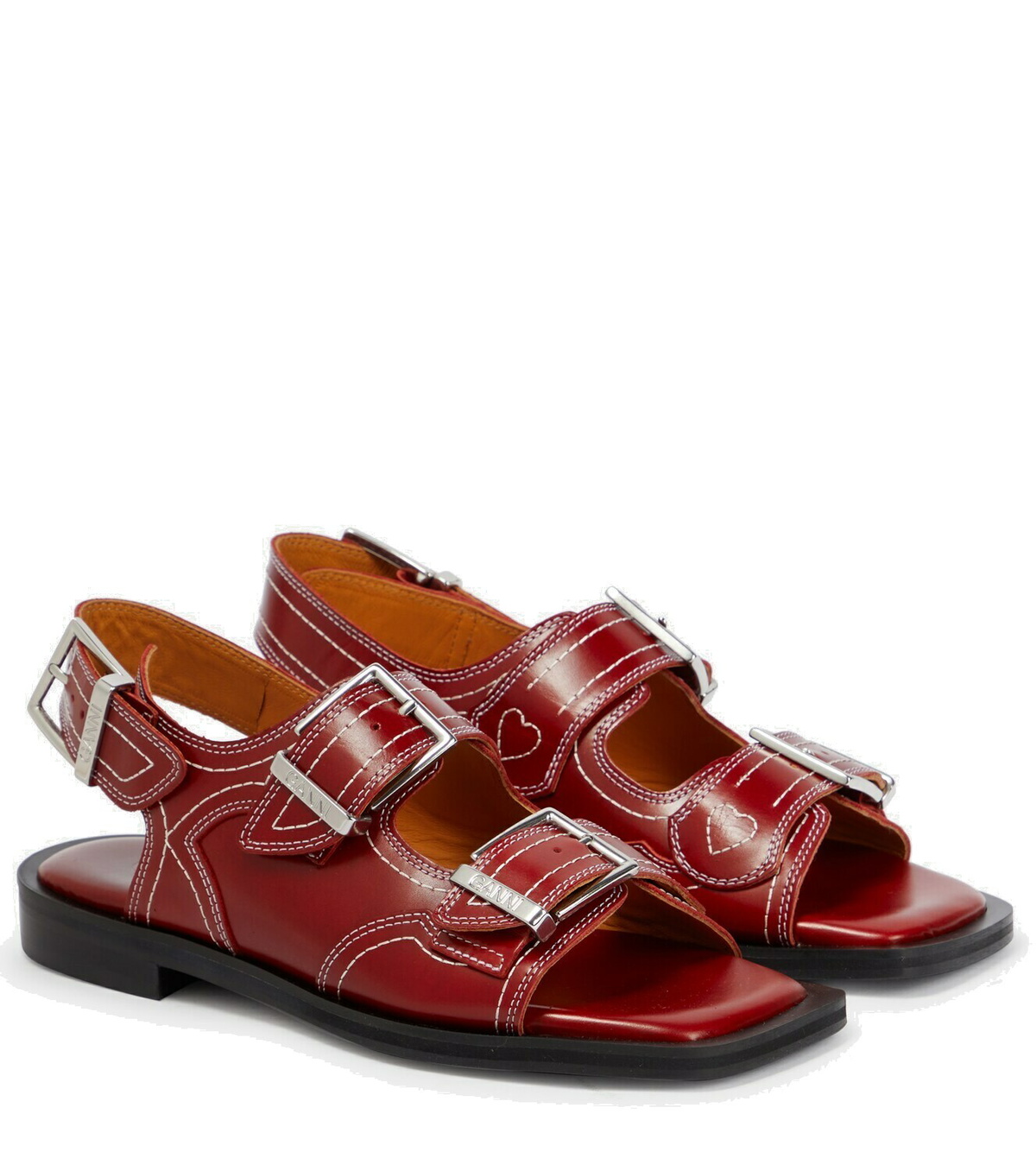 Ganni - Embroidered leather sandals GANNI Ganni - Embroidered leather sandals GANNI