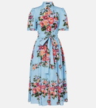 Dolce&Gabbana Floral belted cotton poplin shirt dress