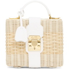 Mark Cross White Rattan Harley Top Handle Bag