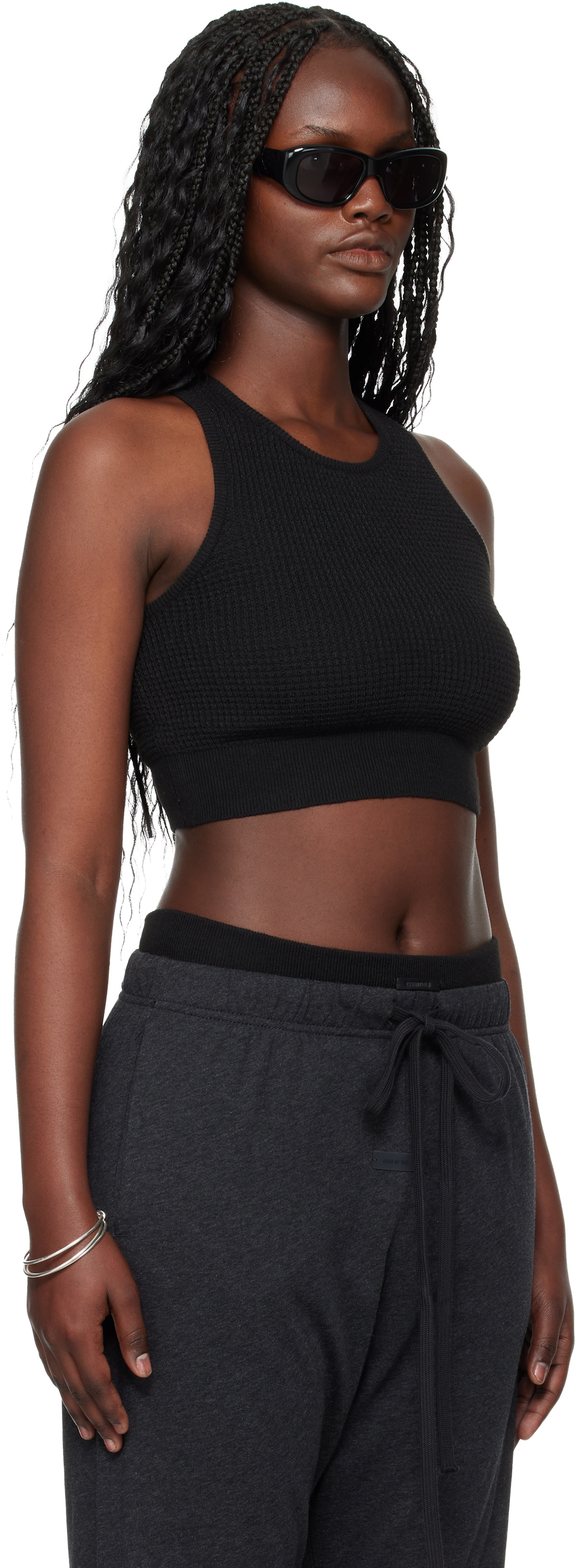 Fear of God ESSENTIALS Black Holiday Waffle Sport Tank Top
