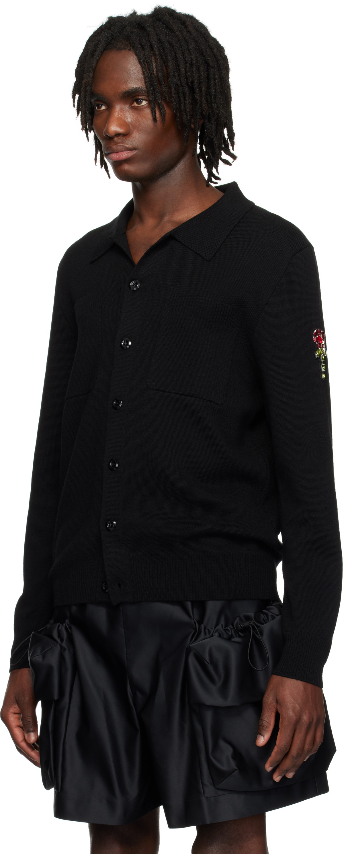 Simone Rocha Black Knit Workwear Cardigan