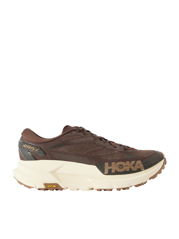 Photo: Hoka - Mafate X Rubber-Trimmed Mesh Trail Running Sneakers - Brown