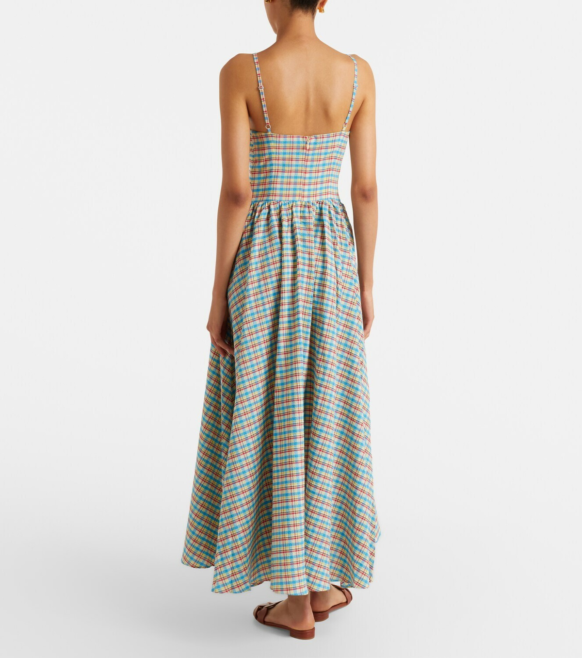 Faithfull Chiara checked cotton-blend midi dress