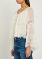 Loveshackfancy Darline Lace and Silk-chiffon top Ivory