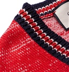 Gucci - Embroidered Mélange Wool Sweater Vest - Men - Red