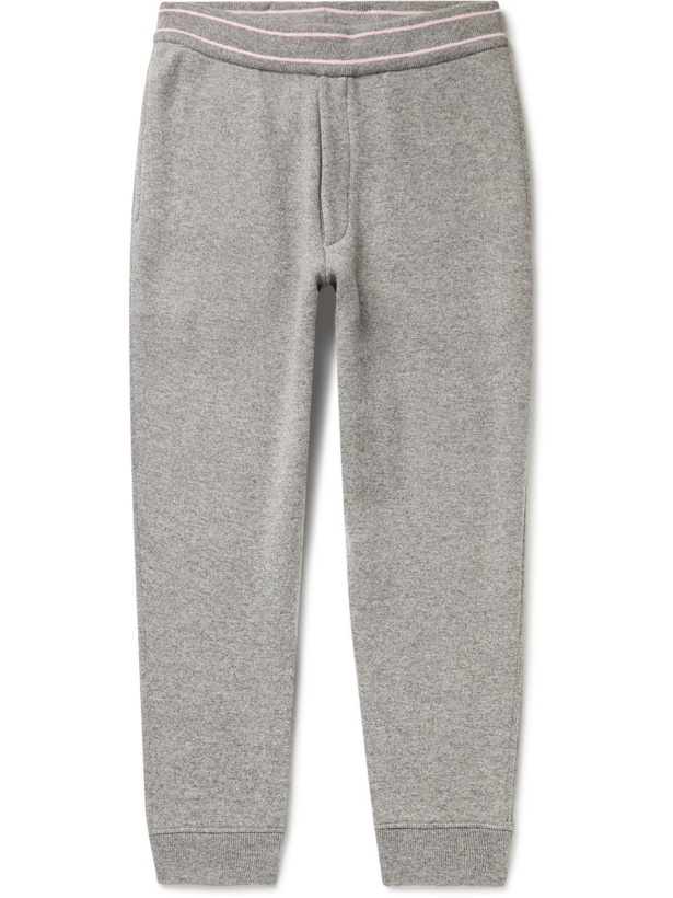 Photo: Alexander McQueen - Tapered Logo-Embroidered Cashmere-Blend Track Pants - Gray