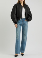 Alexander Wang Padded Pebbled Leather Bomber Jacket Black