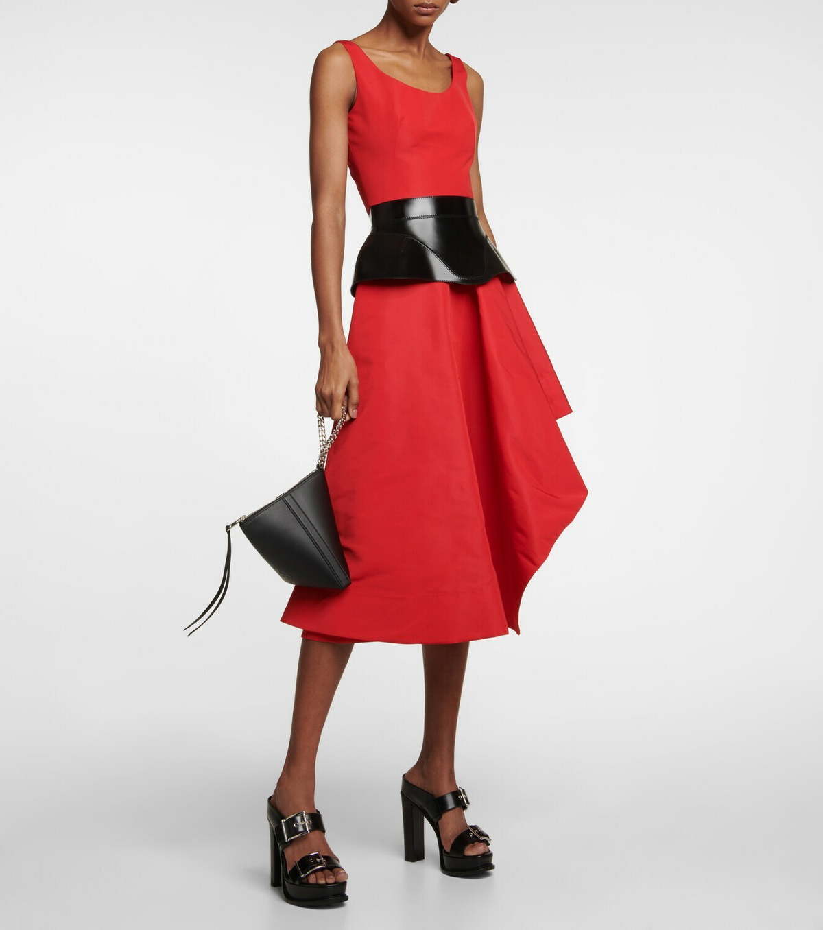 Alexander McQueen - Asymmetric faille midi dress Alexander