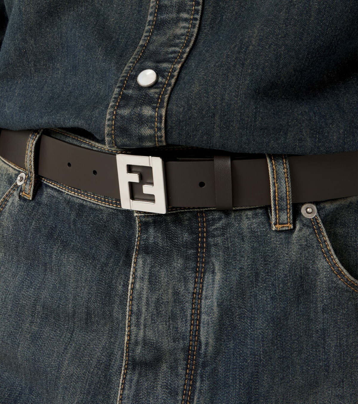 Fendi FF leather belt