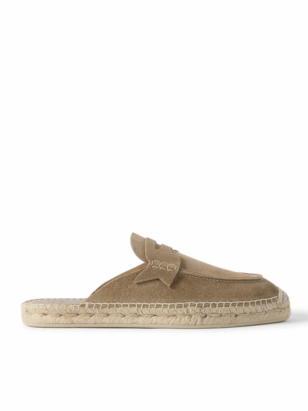 Photo: Christian Louboutin - Paquepapa Suede Backless Espadrilles - Brown