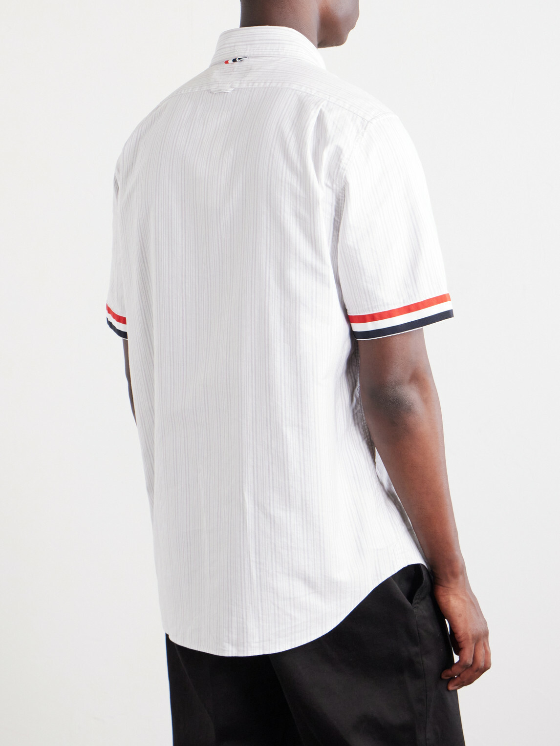 Thom Browne - Logo-Appliquéd Striped Cotton-Oxford Shirt - Gray