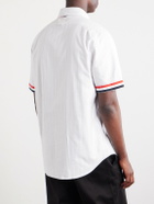 Thom Browne - Logo-Appliquéd Striped Cotton-Oxford Shirt - Gray