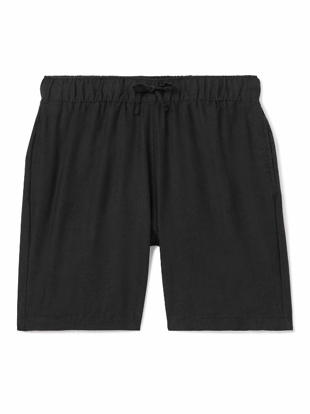 Photo: Onia - Long-Length Straight-Leg Linen-Blend Swim Shorts - Black