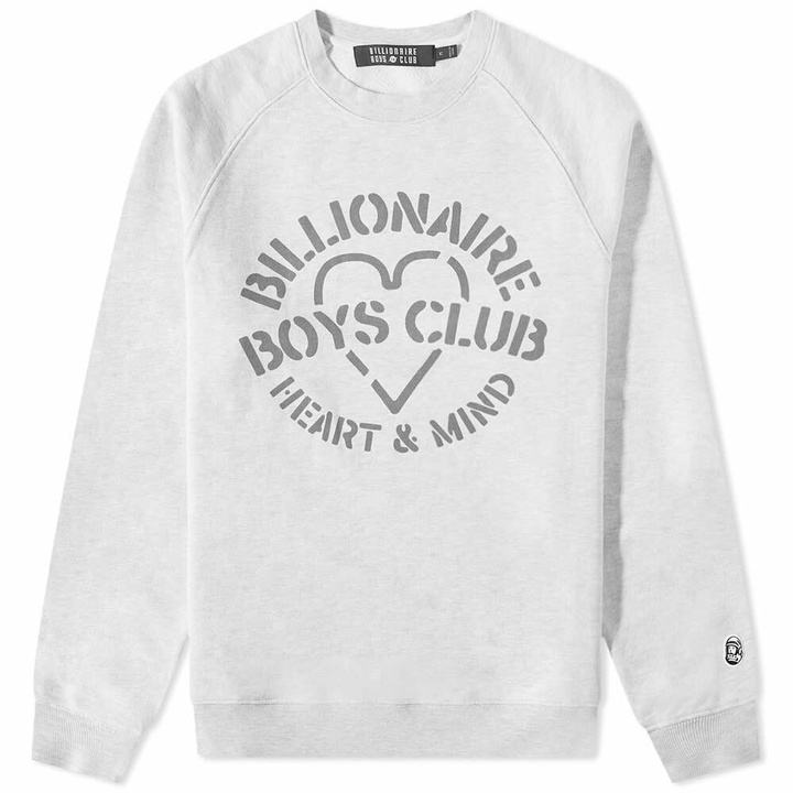 Photo: Billionaire Boys Club Men's Heart & Mind Stencil Crew Sweat in Heather Ash