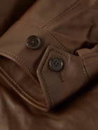 Polo Ralph Lauren - Maxwell Logo-Embroidered Leather Jacket - Brown